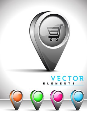 Internet web 2.0 icon with shopping cart symbol. clipart