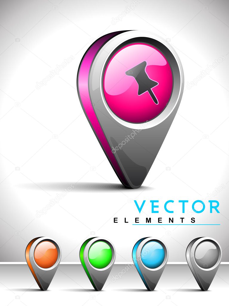 Internet web 2.0 icon with thumbtack symbol.