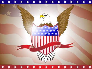 Vector illustration of American flag with eagle. clipart