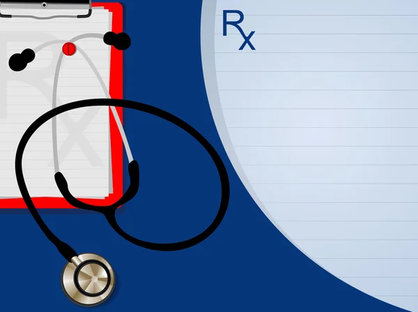 Grafico di fondo medico con, stetoscopio, lettera diagnostica — Vettoriale Stock