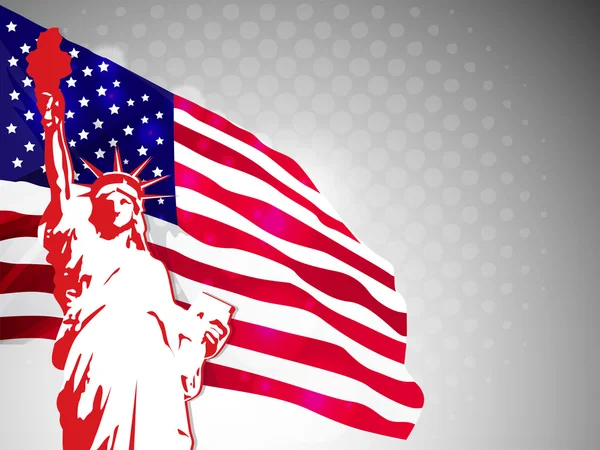 Bandera Americana y Estatua de la Libertad — Vector de stock
