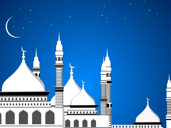Ilustración de eid mubarak, ramzan, ramadan mubarak card con mos — Archivo Imágenes Vectoriales