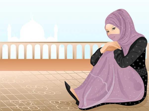 美しいイスラム教徒の少女 2. — ストックベクタ