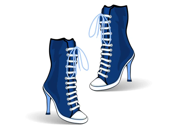 Blaue Stiefel mit hohen Absätzen. — Stockvektor