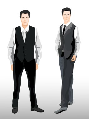 Vector illustration of stylish businessman with tie and tuxedo. clipart