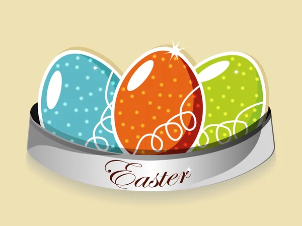 Tre uova eleganti con etichetta. Illustrazione vettoriale . — Vettoriale Stock