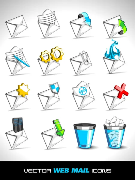 Vector illustration, set of web mail icons. — Stock Vector