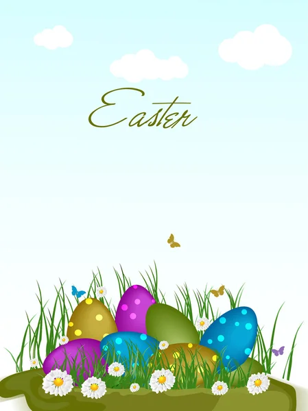Mutlu Paskalya için renkli Paskalya yumurtaları vektör çizim. — Stok Vektör