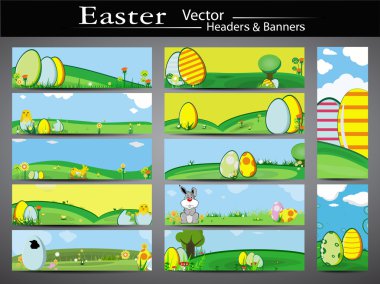 Vector Easter Headers, Banners Set.visit our portfolio for mor clipart