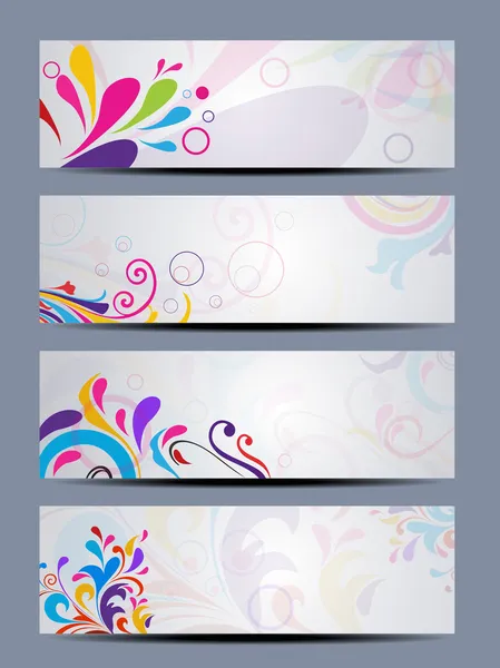 Ensemble vectoriel de beaux en-têtes floraux colorés — Image vectorielle