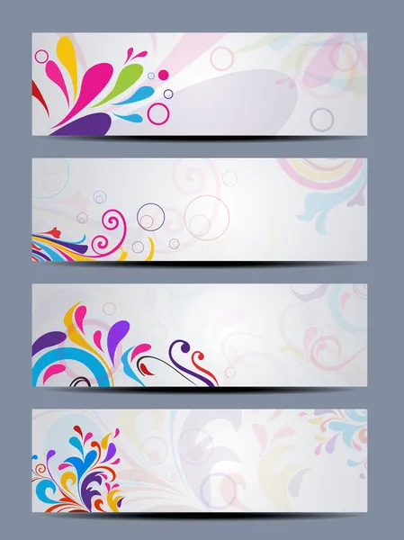 Vector set of beautiful colorful floral headers — Stock Illustration Vector set of beautiful colorful floral headers Stock Illustration