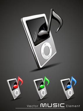 3D müzik oyuncu Icon set vektör