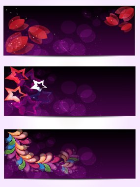 Abstract vector header set of three. clipart