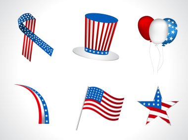 4th of July, independece day vector objects isolated on white. clipart