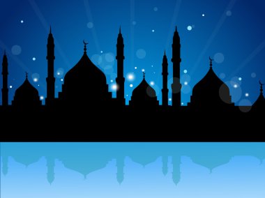 Abstract Illustration of Mosque or Masjid on abstract background clipart