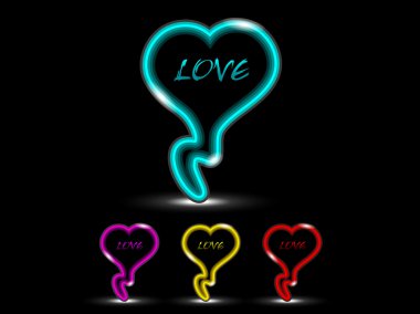 Neon effect Love icons set with four colors. vector. clipart