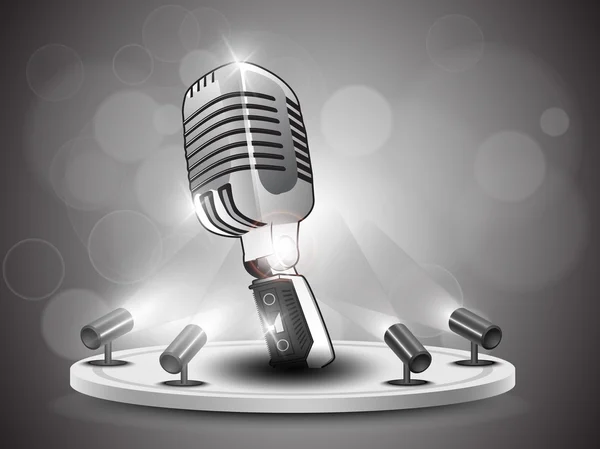 Présentation de microphone vintage brillant sur la bannière ou le templ de stand — Image vectorielle