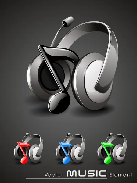 Vector 3d music headphone icon set — Stock Vector
