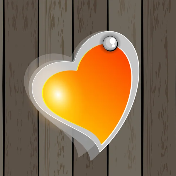 Icône élégante avec forme de coeur ayant sur le mur en bois. vecteur . — Image vectorielle