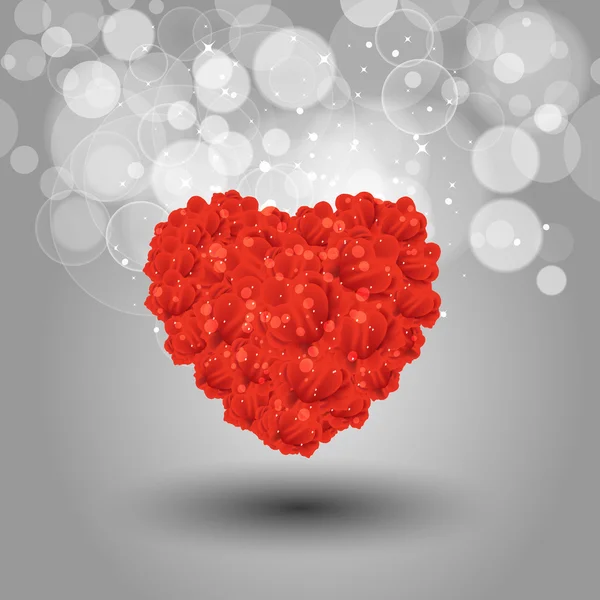 Résumé de Heart composé de petits cœurs et de fleurs sur bokeh bac — Image vectorielle