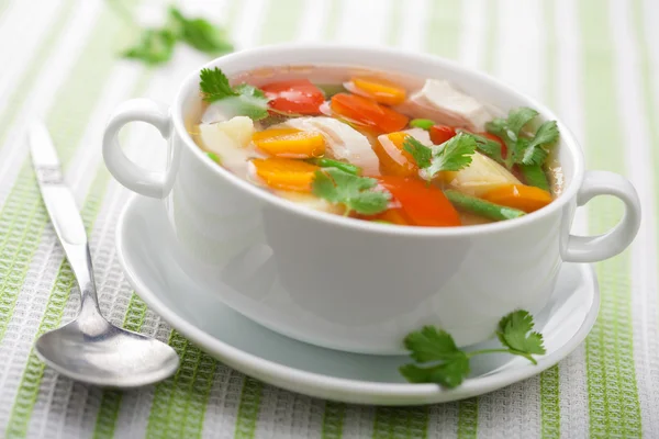 Chicken soup with vegetables — Stock Photo, Image