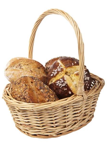 Pão saudável em cesto isolado — Fotografia de Stock
