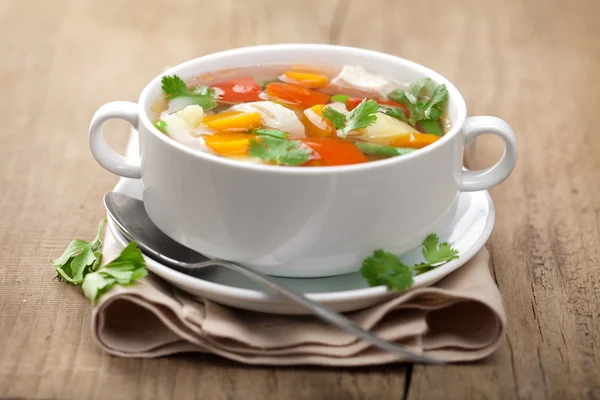 Zupa z kurczaka z warzywami Zdjęcie Stockowe