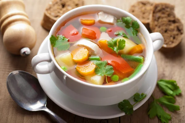 Курячий суп з овочами Ліцензійні Стокові Зображення