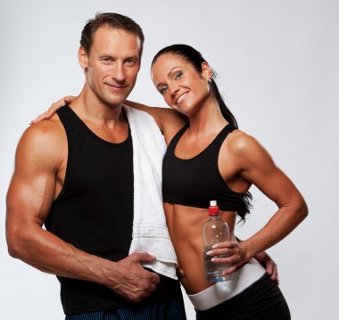 Athletic man and woman clipart