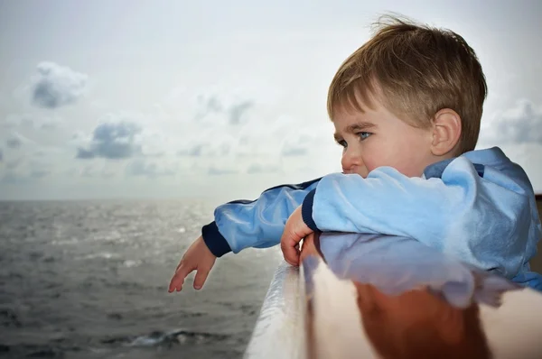Baby boy on deck — Stock Photo, Image