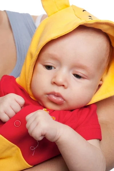 Lilla baby i rolig kostym — Stockfoto