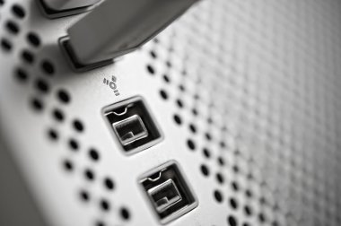 Usb and firewire connection ports. clipart