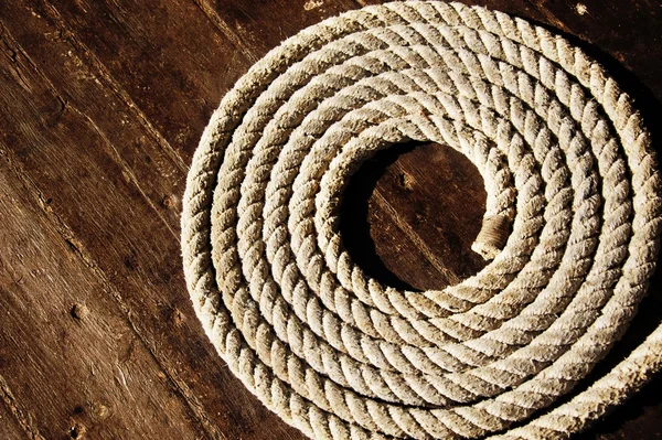 Rope on boat's deck. — Stock Photo, Image