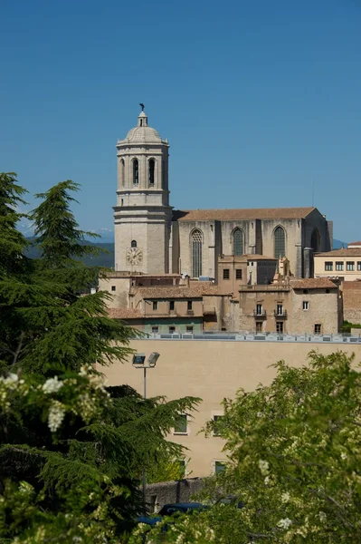 Pohled na kostel v městě Girony — Stock fotografie