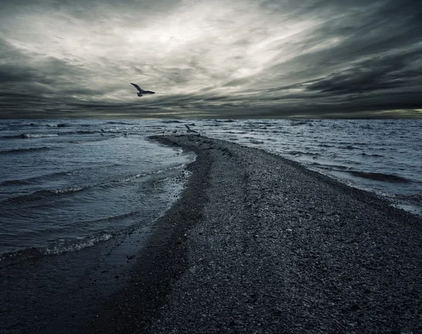 Штормове небо над темним морем — стокове фото