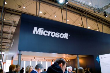 HANNOVER, GERMANY - MARCH 5: stand of the Microsoft on March 5, 2011 in CEB clipart