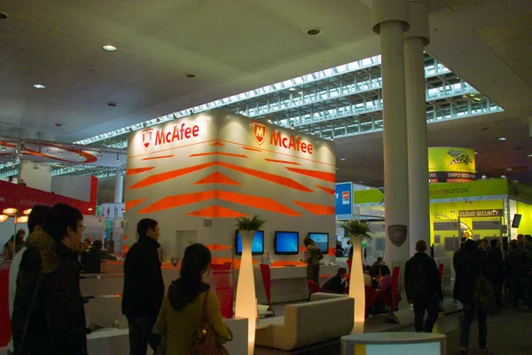 HANNOVER, GERMANY - MARCH 5: stand of McAfee on March 5, 2011 in CEBIT comp — Stock Photo, Image