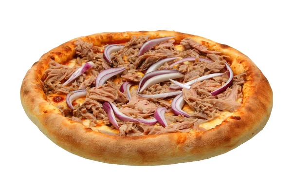 Pizza with a tuna and red onions — Stock Photo, Image