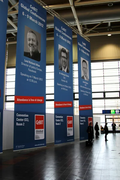 HANNOVER, GERMANY - MARCH 10: entry room on March 10, 2012 in CEBIT computer expo, Hannover, Germany. CeBIT is the world's largest computer expo. — Stock Photo, Image
