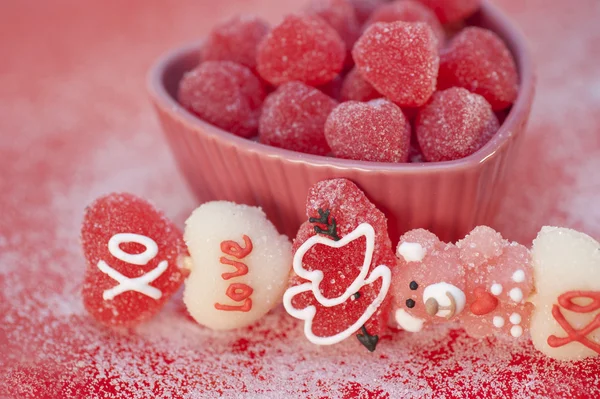 San Valentín kebobs y marshmellows — Foto de Stock