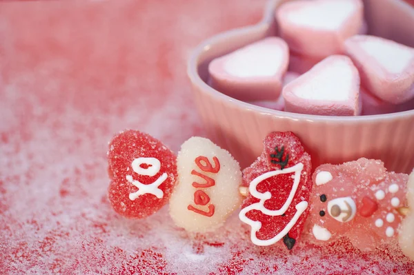 Kebob e marshmellows di San Valentino — Foto Stock
