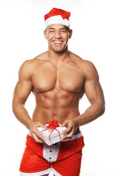 性感的男人身穿圣诞老人服装的形象 — 图库照片