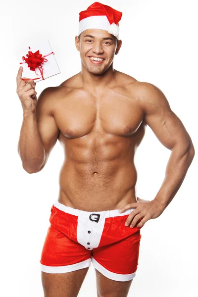 Obrázek sexy muž nosí santa claus kostým — Stock fotografie