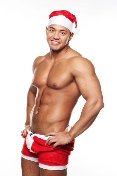 크리스마스 의상에서 포즈 섹시 한 남자 — 스톡 사진
