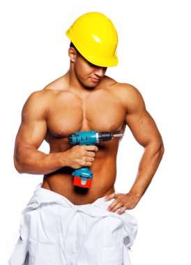 Sexy worker with screwdriver clipart