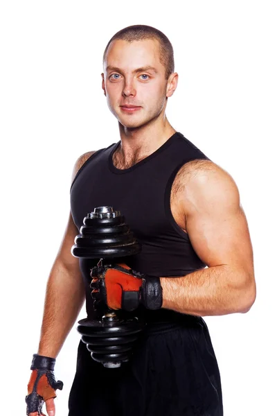 Image of athletic male with dumbbell — Stock Photo, Image
