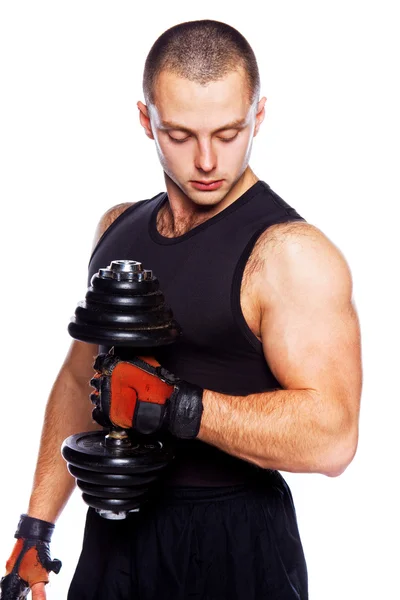 Image of athletic male with dumbbell — Stock Photo, Image