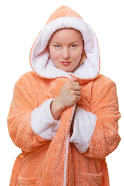 Image of woman in bathrobe — Stock Photo, Image