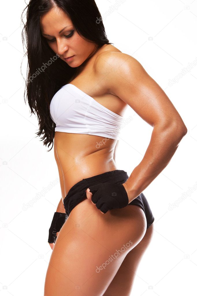 Athletic Woman with Dumbbells