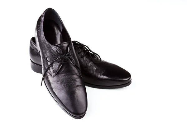 Czarne skórzane męskie buty — Zdjęcie stockowe